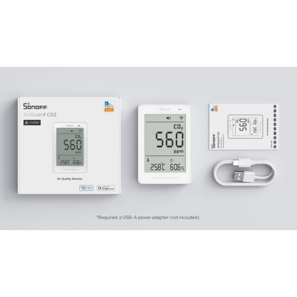 Išmanus oro kokybės matuoklis SONOFF AirGuard CO2 SAWF-08P