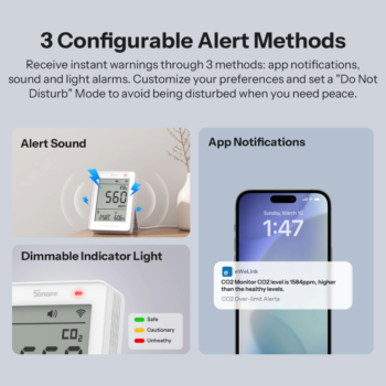 Išmanus oro kokybės matuoklis SONOFF AirGuard CO2 SAWF-08P