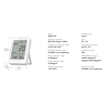 Išmanus oro kokybės matuoklis SONOFF AirGuard PM2.5/PM10 SAWF-07P