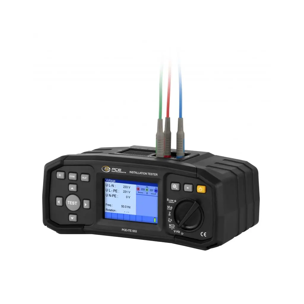 Instaliacijos testeris PCE-ITE 55B (izoliacija, RCD, varža, VDE testai)