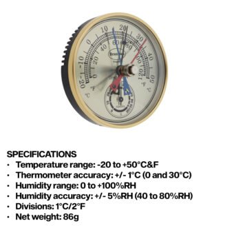 Apvalus max/min termometras su higrometru Brannan Ø100 mm