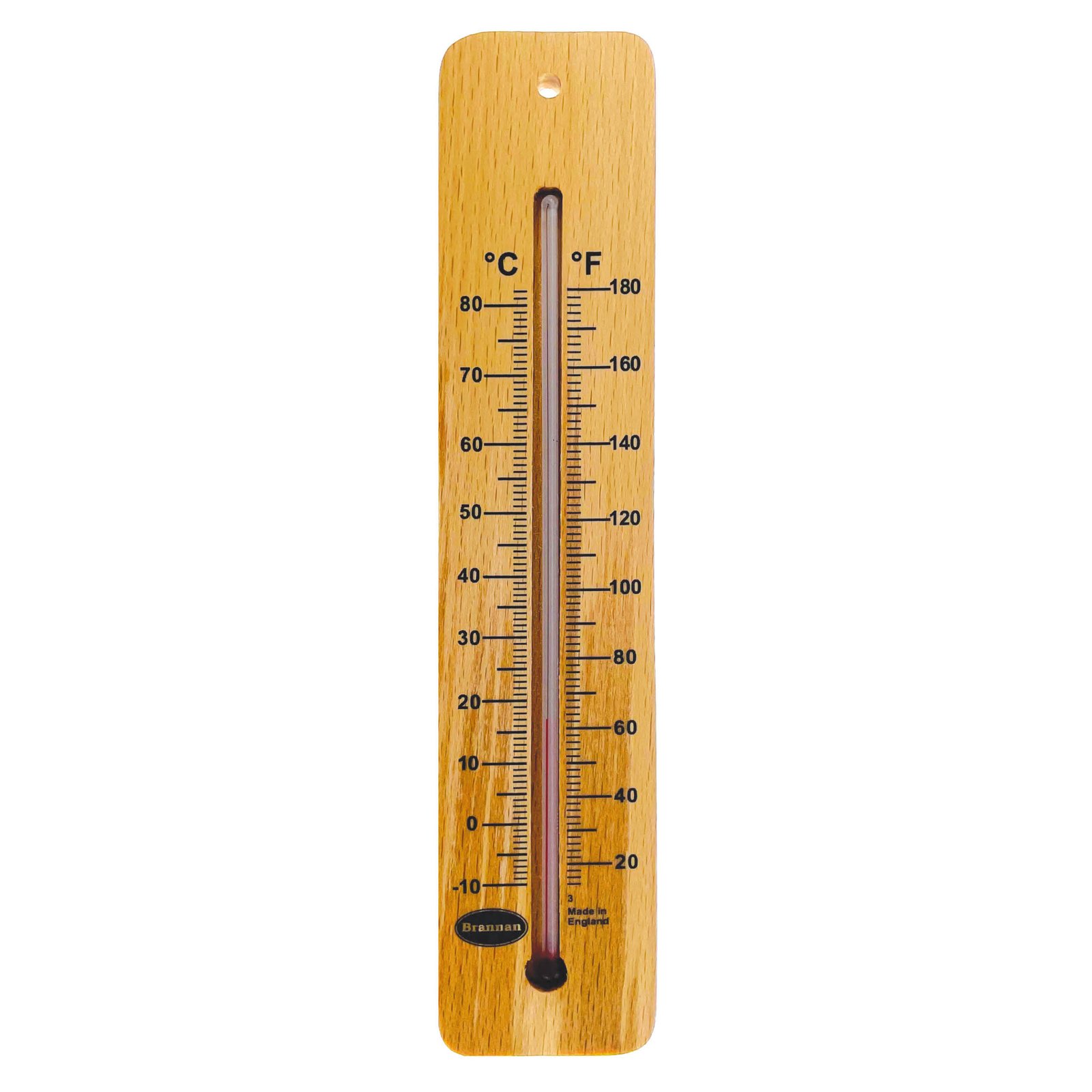 Aukštos temperatūros medinis sieninis termometras Brannan 215 mm