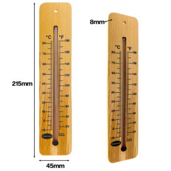 Aukštos temperatūros medinis sieninis termometras Brannan 215 mm