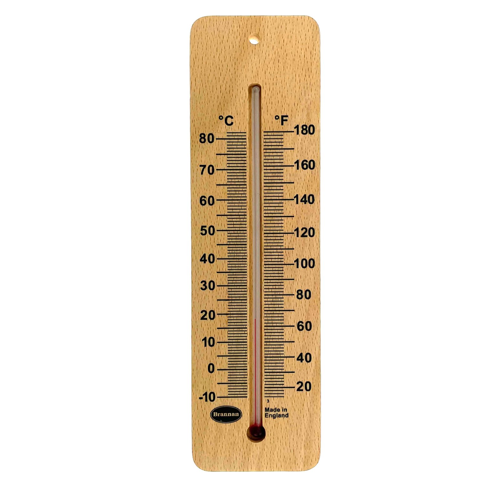 Platus aukštos temperatūros medinis sieninis termometras Brannan 215 mm