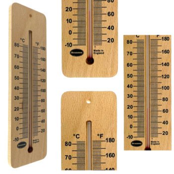 Platus aukštos temperatūros medinis sieninis termometras Brannan 215 mm