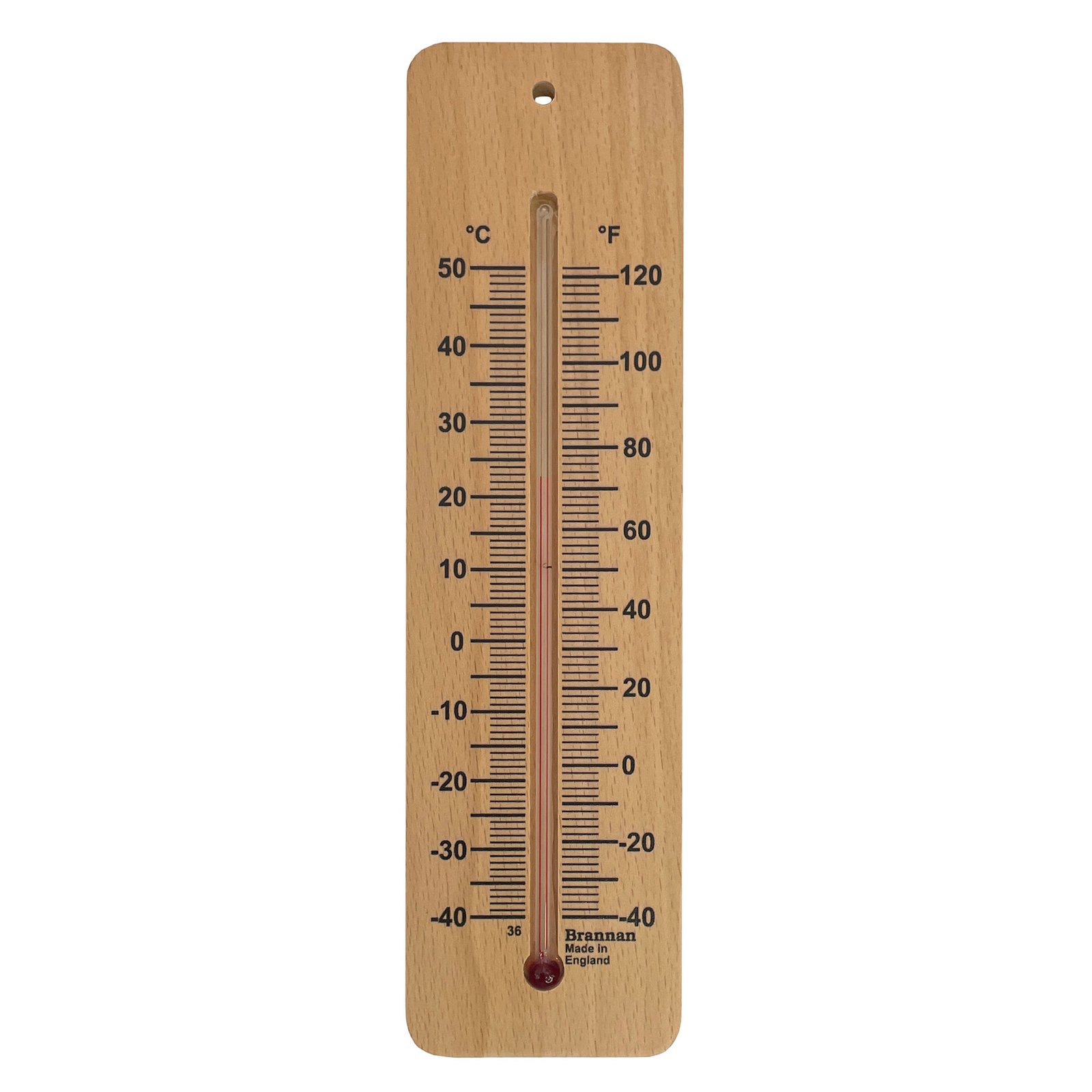 Žemos temperatūros medinis sieninis termometras Brannan 215 mm