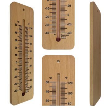 Žemos temperatūros medinis sieninis termometras Brannan 215 mm
