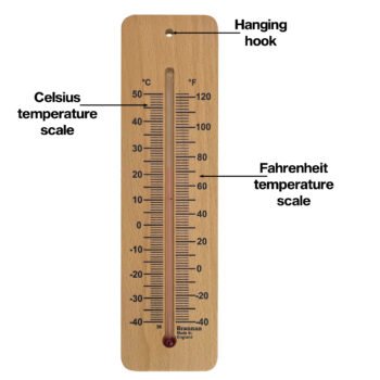 Žemos temperatūros medinis sieninis termometras Brannan 215 mm