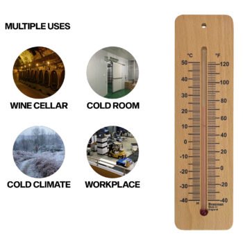 Žemos temperatūros medinis sieninis termometras Brannan 215 mm