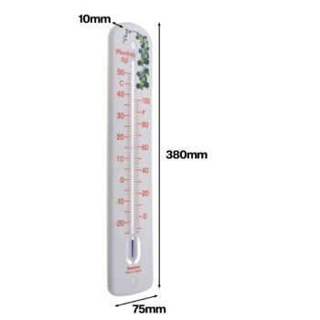 Didelis sieninis termometras Brannan 380 mm su gėlių motyvu