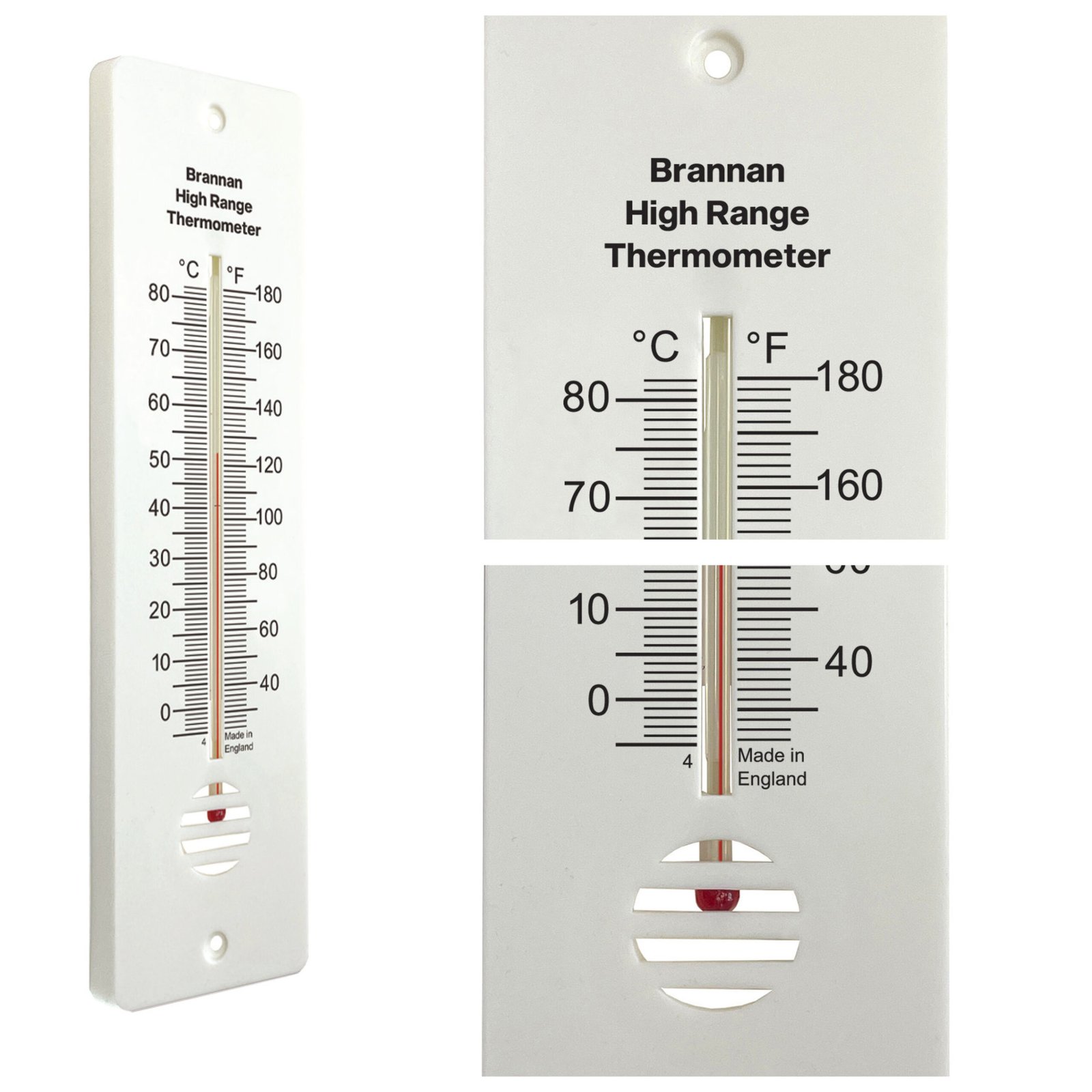 Aukštos temperatūros sieninis termometras Brannan 255 mm