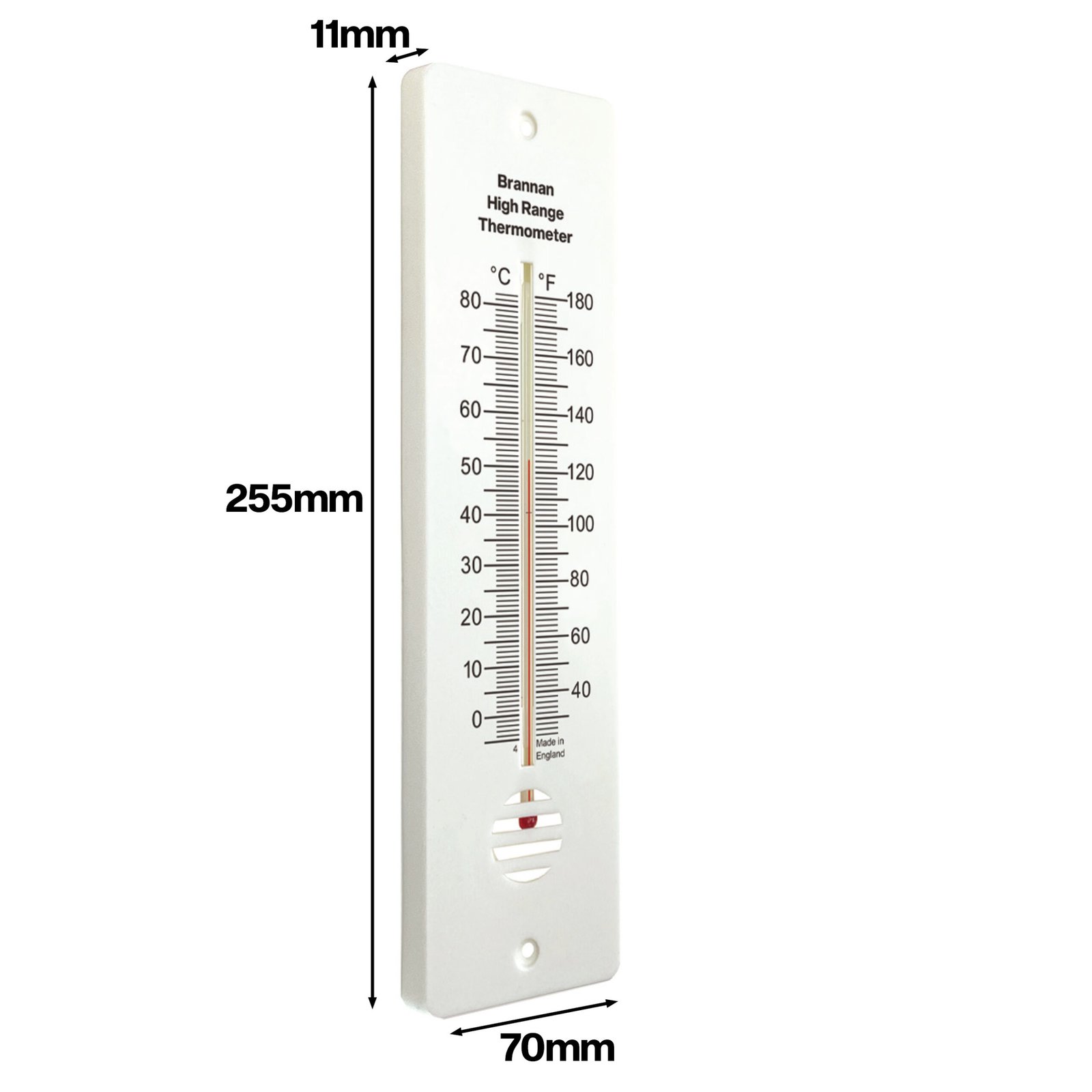 Aukštos temperatūros sieninis termometras Brannan 255 mm