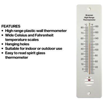 Aukštos temperatūros sieninis termometras Brannan 255 mm