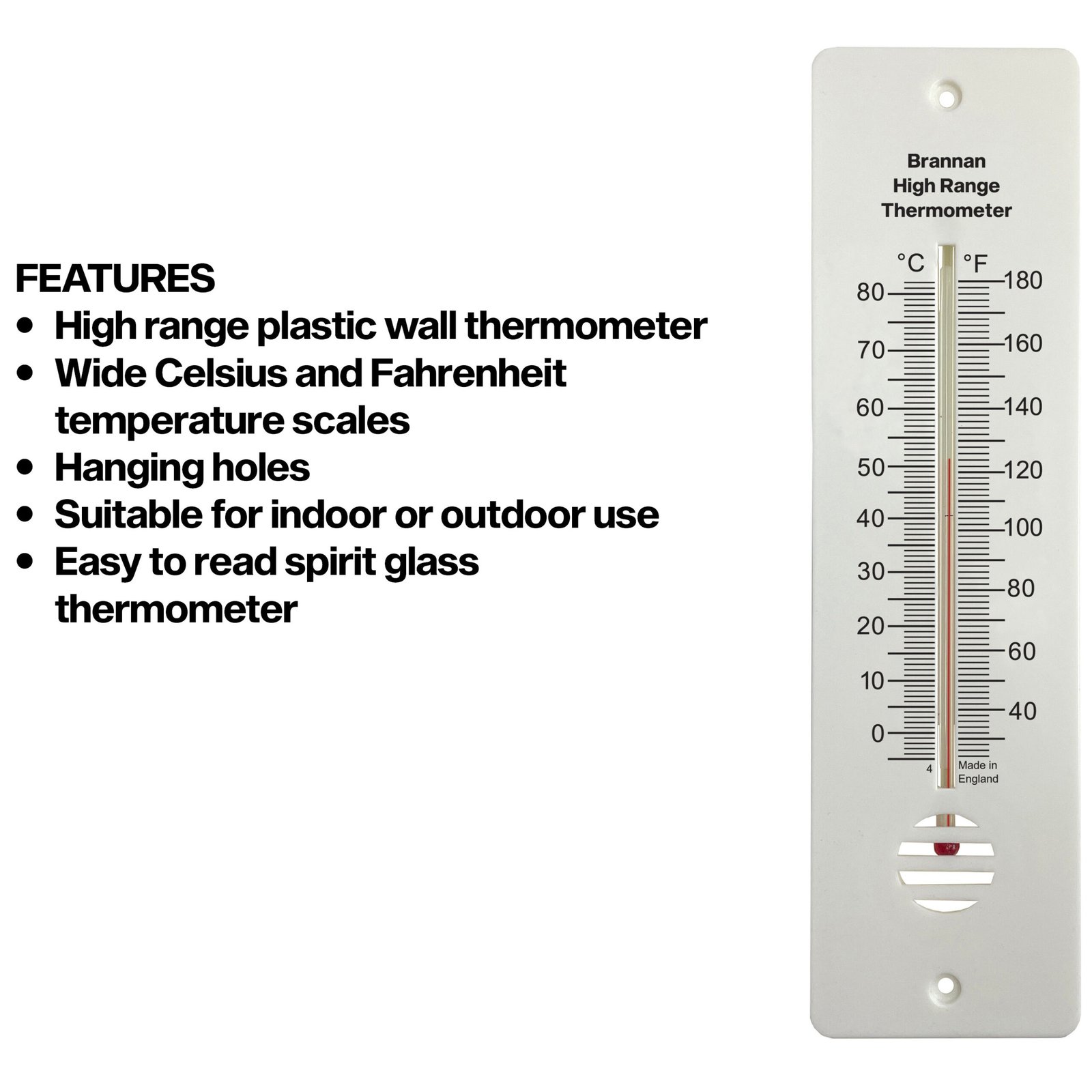 Aukštos temperatūros sieninis termometras Brannan 255 mm