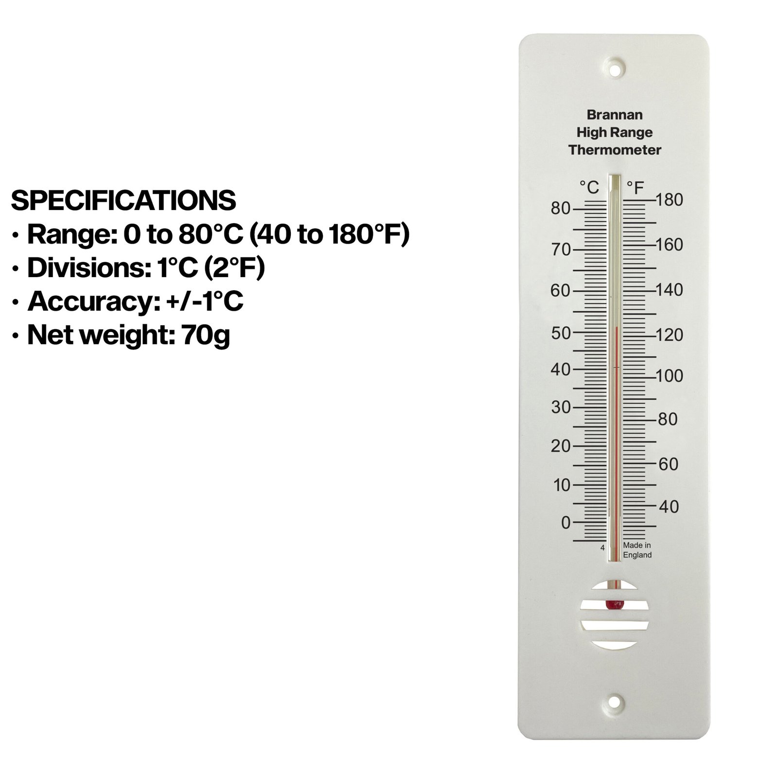 Aukštos temperatūros sieninis termometras Brannan 255 mm
