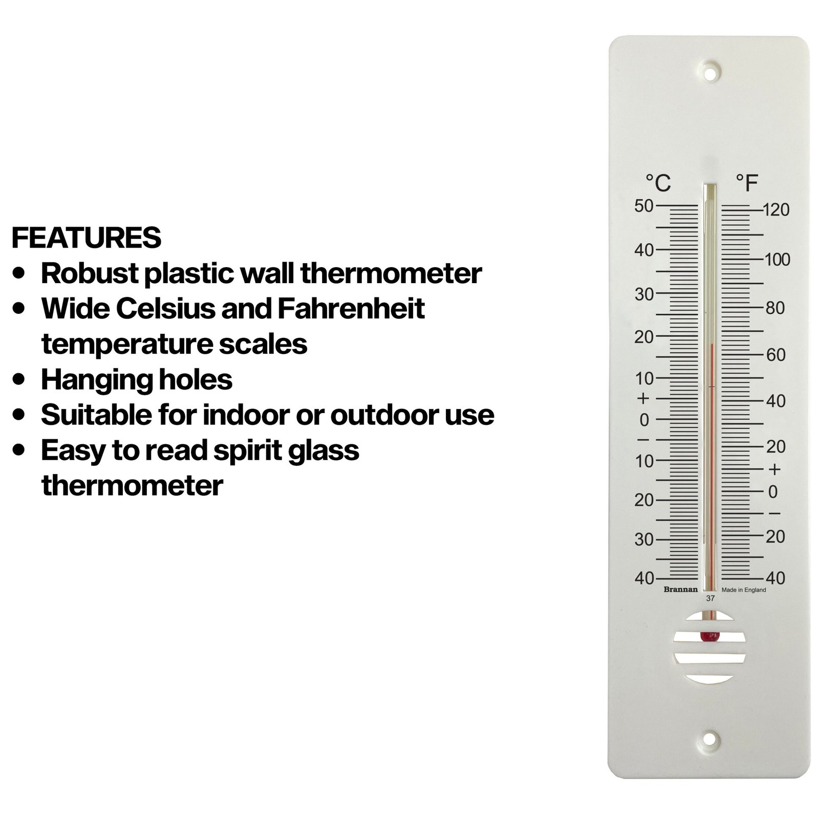 Žemos temperatūros sieninis termometras Brannan 255 mm