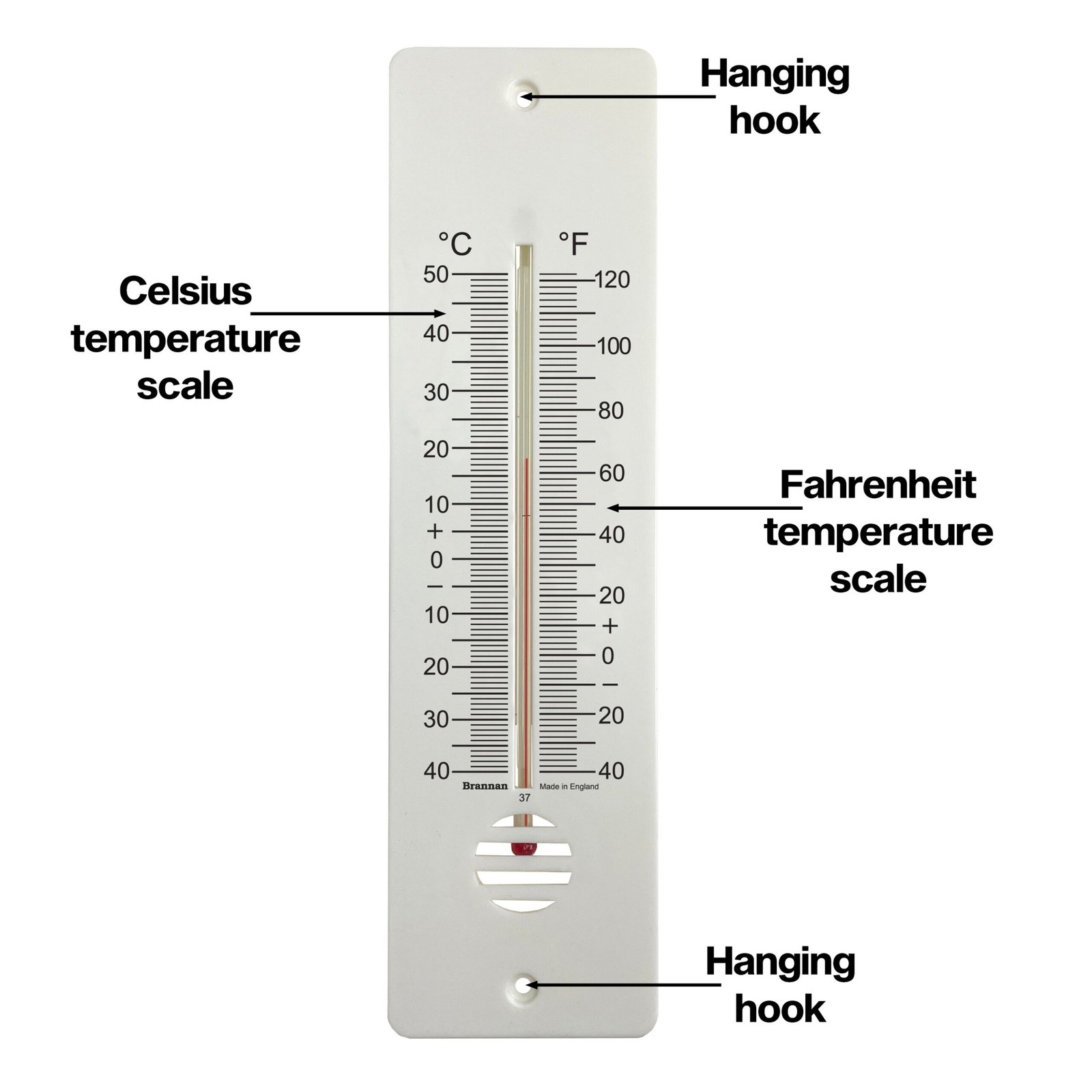 Žemos temperatūros sieninis termometras Brannan 255 mm