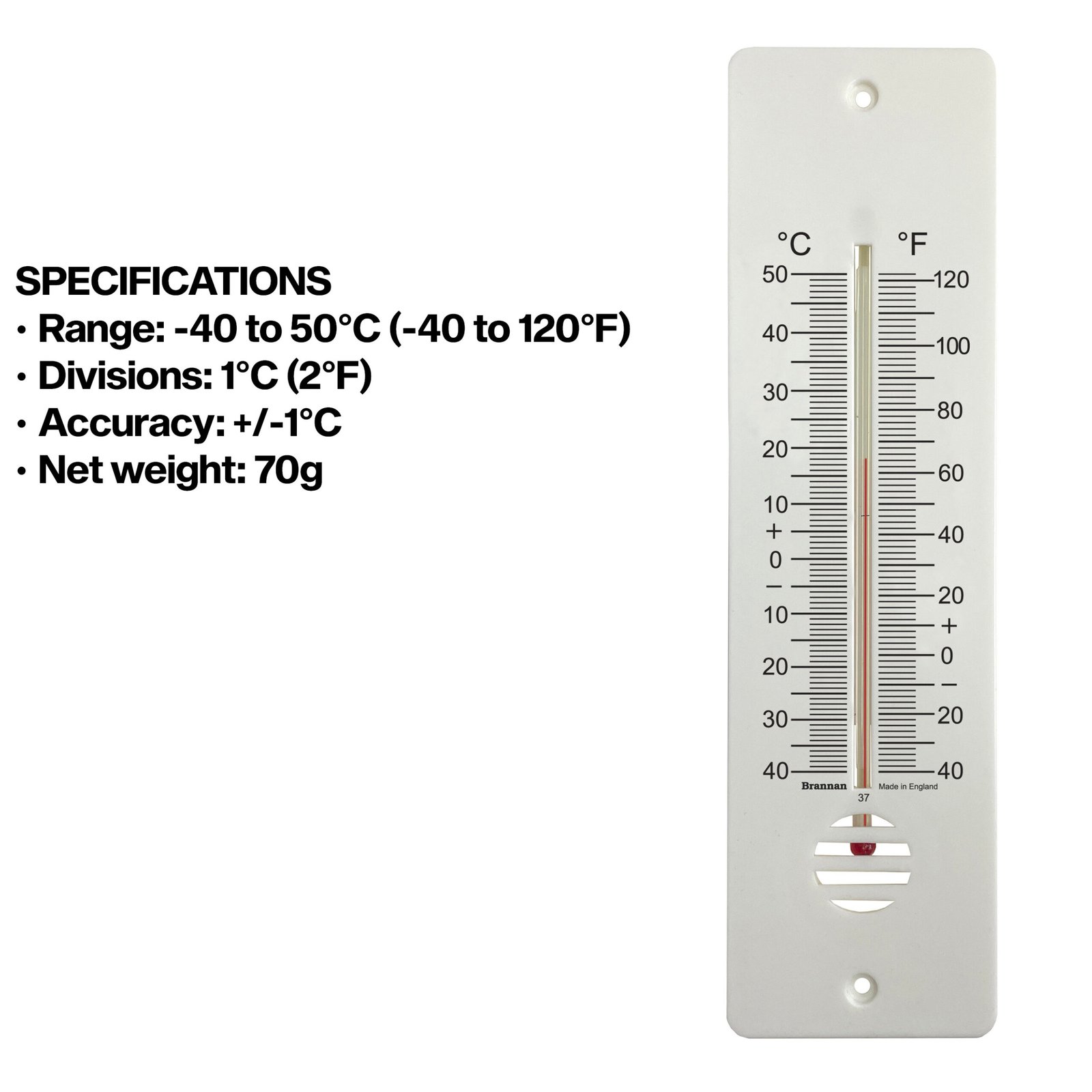 Žemos temperatūros sieninis termometras Brannan 255 mm