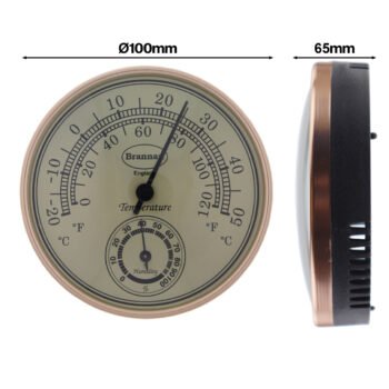 Apvalus termometras ir higrometras Brannan Ø100 mm