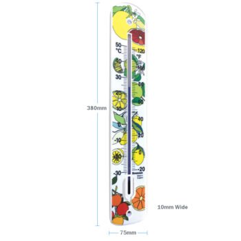 Didelis sieninis termometras Brannan 380 mm su citrusų motyvu