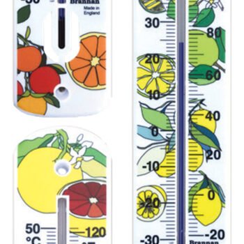 Didelis sieninis termometras Brannan 380 mm su citrusų motyvu