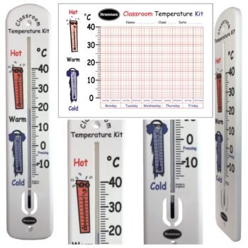Mokomasis sieninis termometras su temperatūros stebėjimo lentele Brannan