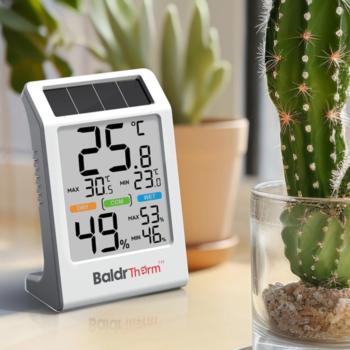 Saulės energija maitinamas termohigrometras BaldrTherm B0590TH