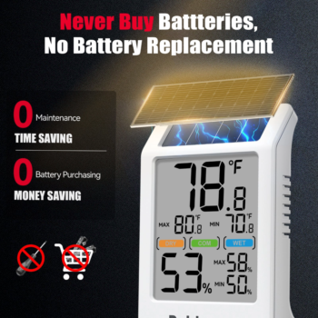 Saulės energija maitinamas termohigrometras BaldrTherm B0590TH