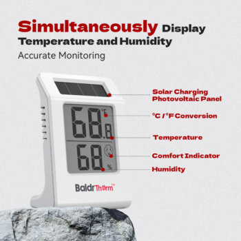 Saulės energija maitinamas termohigrometras BaldrTherm E0587TH