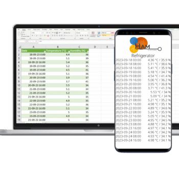 HAM Systems temperatūros ir drėgmės duomenų PDF bei CSV ataskaitos